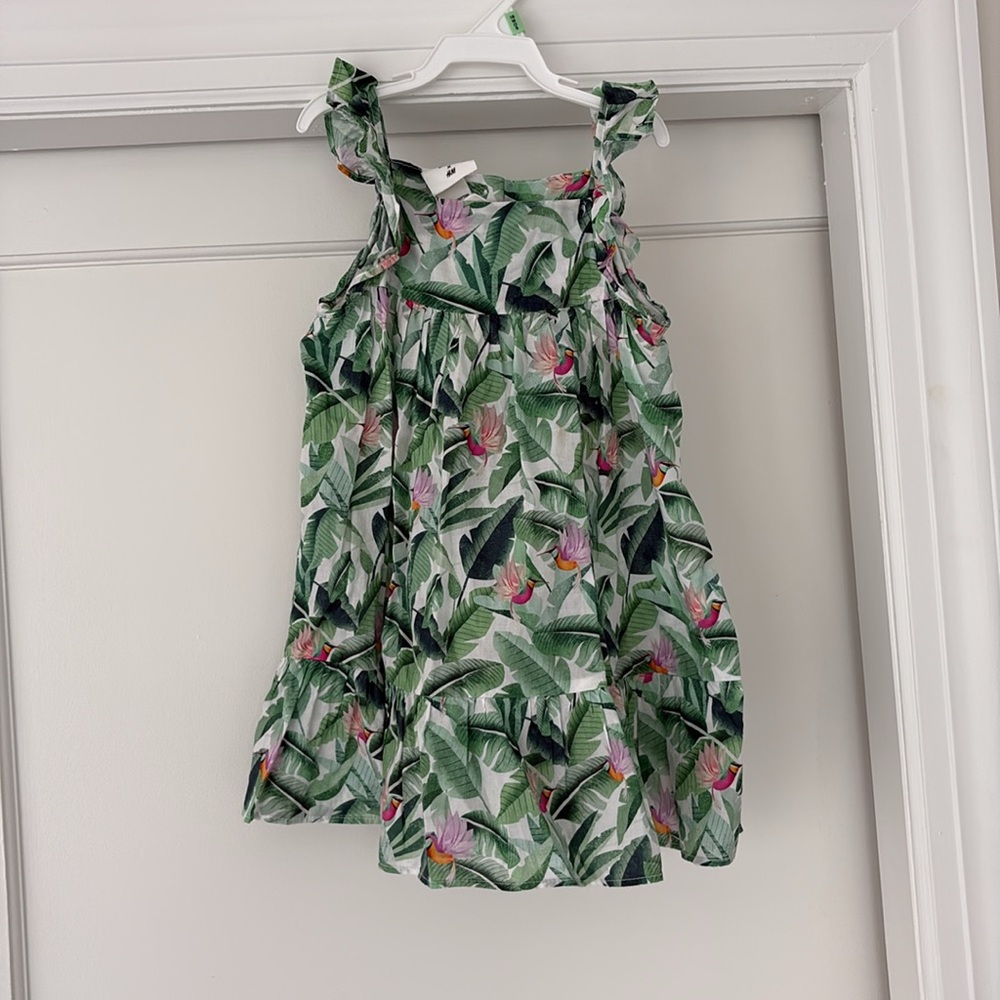 Dieter Braun x H&M Sleeveless Cotton Poplin Tropical Print Ruffle‎ Dress Size 2T